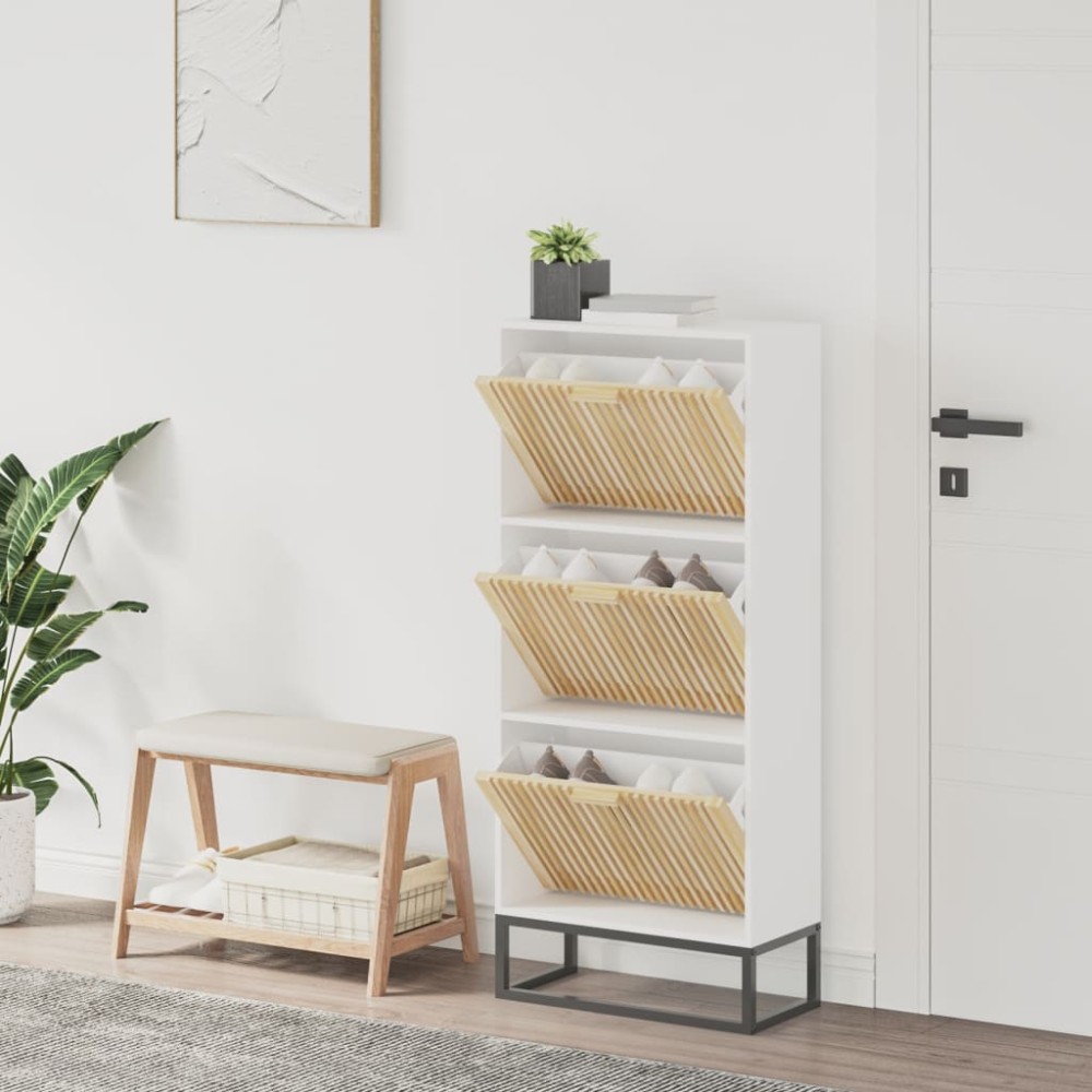 vidaXL Παπουτσοθήκη Λευκή 52 x 25 x 120 εκ. από Επεξεργασμένο Ξύλο