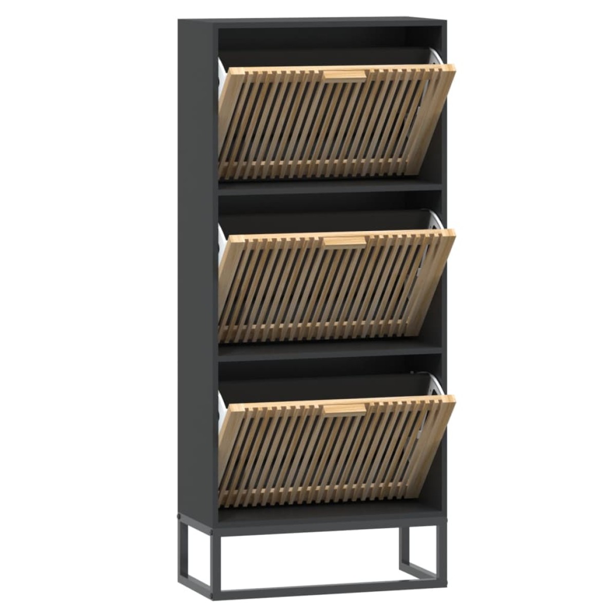 vidaXL Παπουτσοθήκη Μαύρη 52 x 25 x 120 εκ. από Επεξεργασμένο Ξύλο