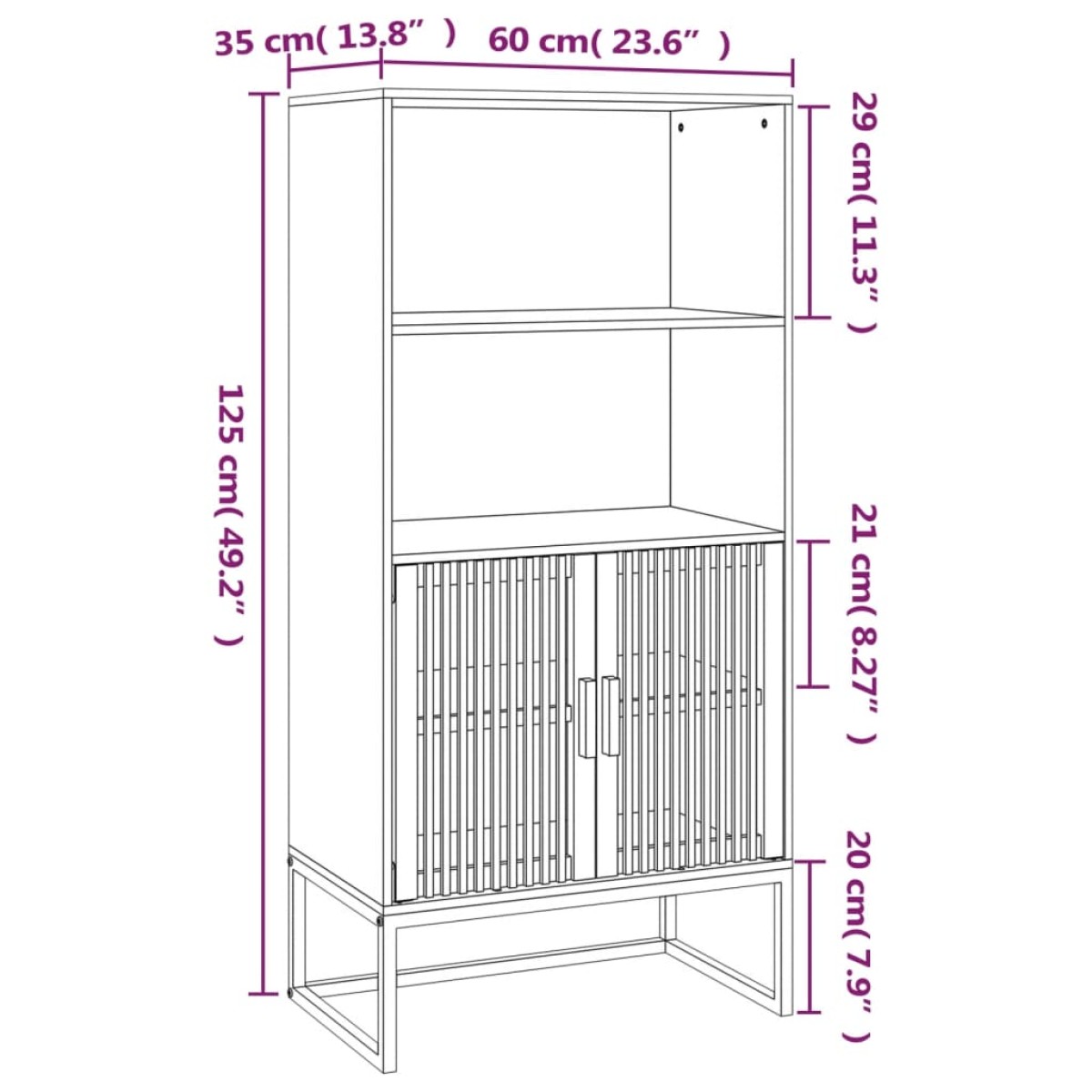 vidaXL Ντουλάπι Λευκό 60 x 35 x 125 εκ. από Επεξεργασμένο Ξύλο