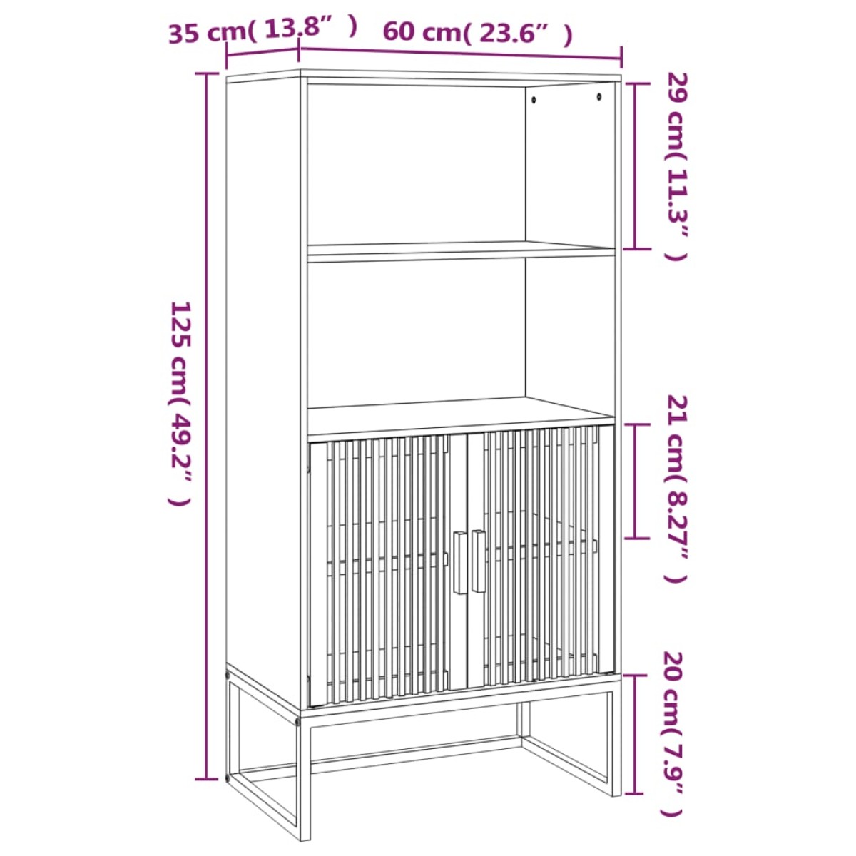 vidaXL Ντουλάπι 60 x 35 x 125 εκ. από Επεξεργασμένο Ξύλο