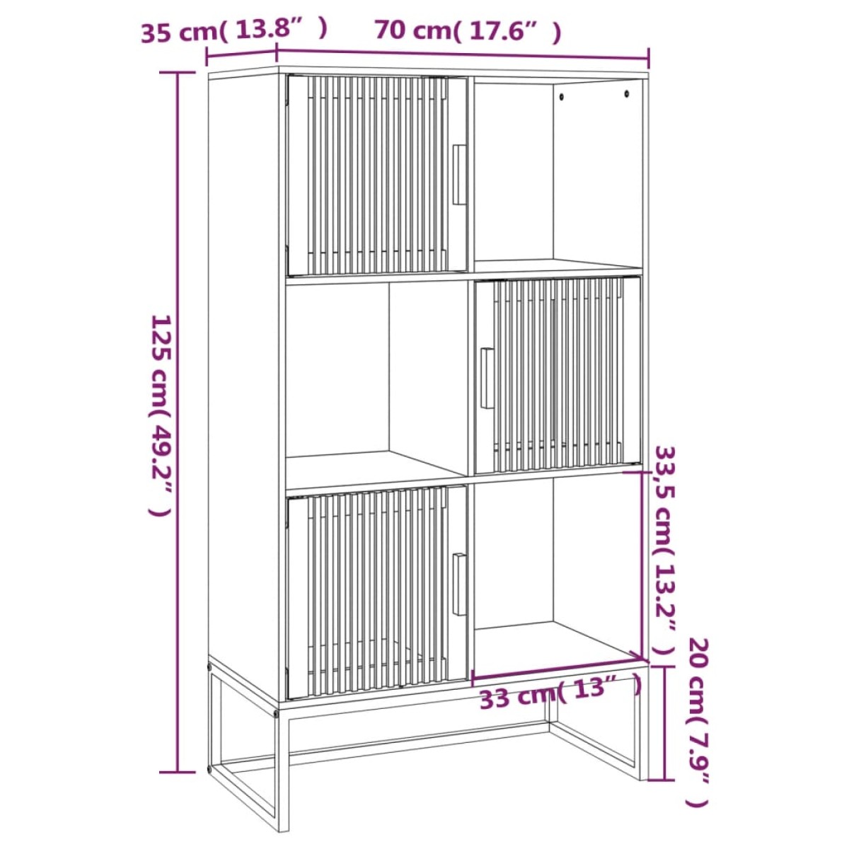 vidaXL Ντουλάπι Λευκό 70 x 35 x 125 εκ. από Επεξεργασμένο Ξύλο