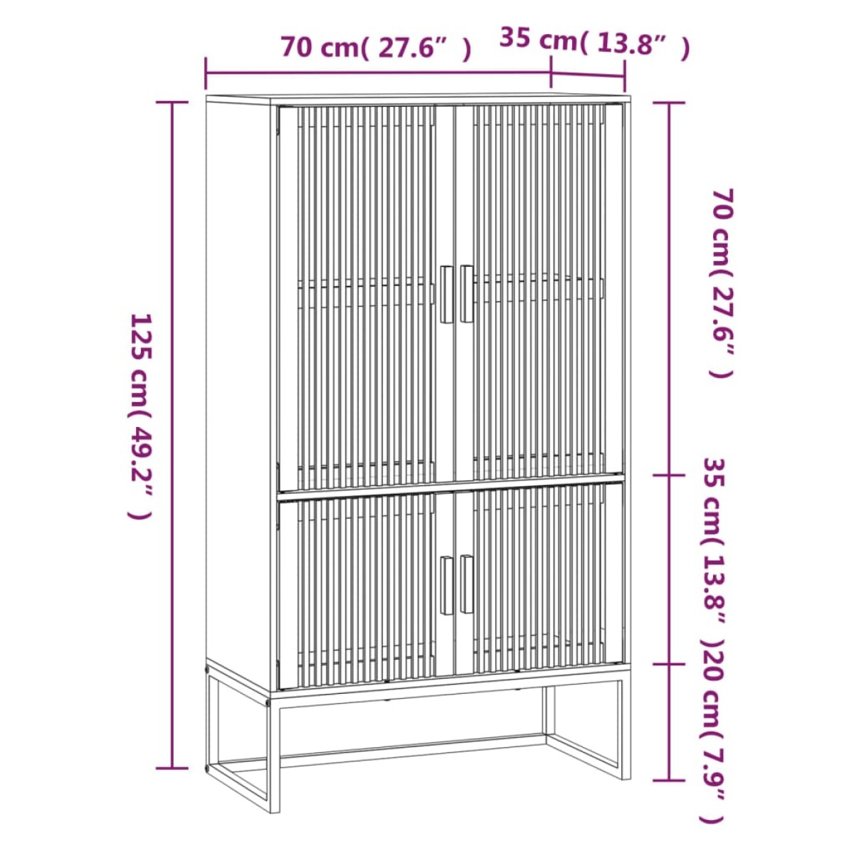 vidaXL Ντουλάπι Λευκό 70 x 35 x 125 εκ. από Επεξεργασμένο Ξύλο