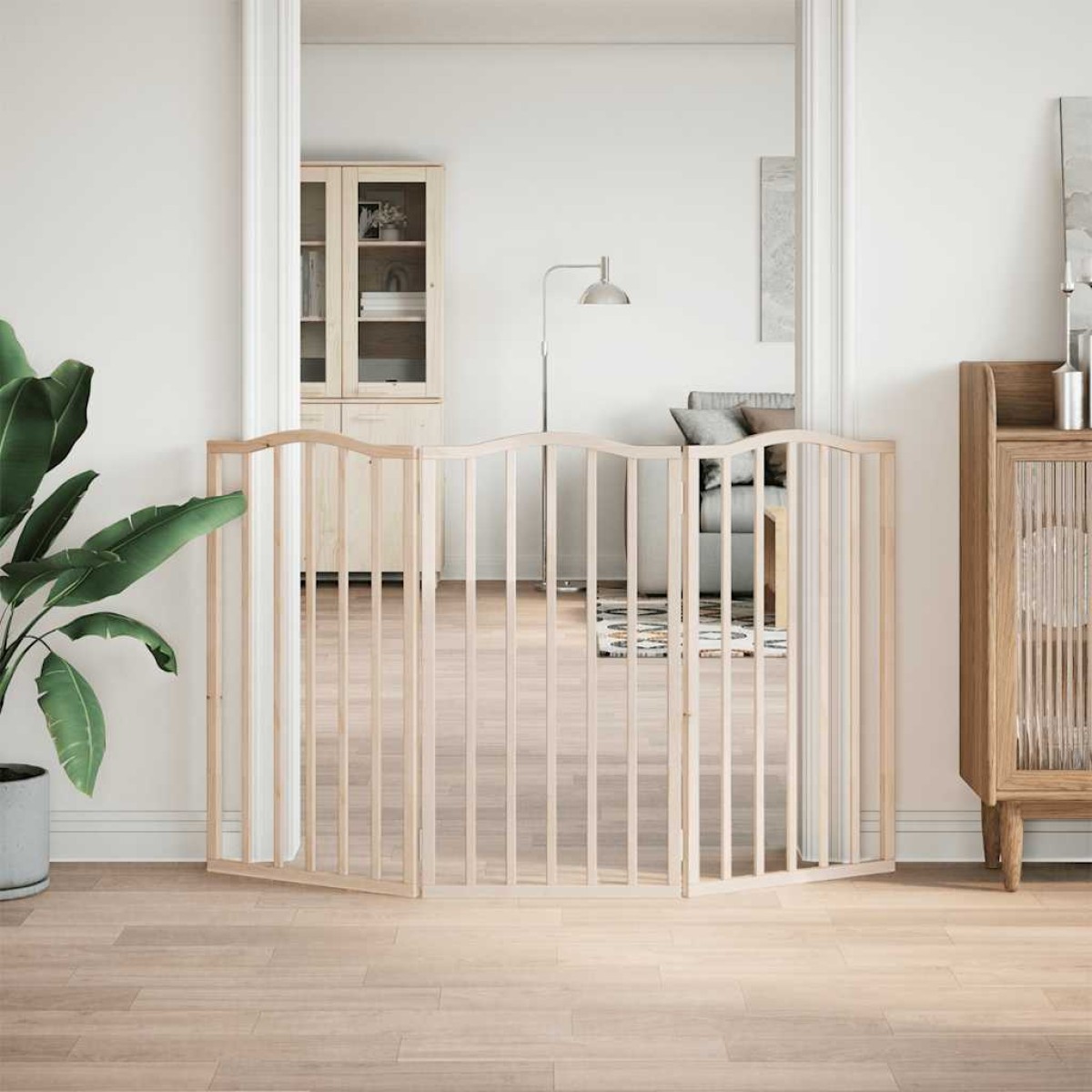 vidaXL Διαχωριστικό Σκύλων Πτυσσόμενο 3 Πάνελ 150 εκ. Ξύλο Λεύκας
