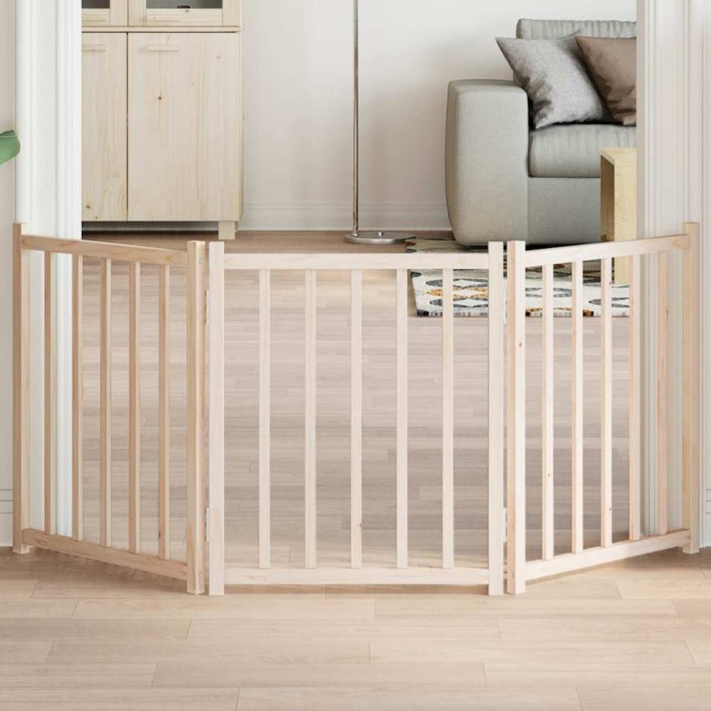 vidaXL Πύλη σκύλου πτυσσόμενη 3 πάνελ 150 cm από μασίφ ξύλο ελάτης
