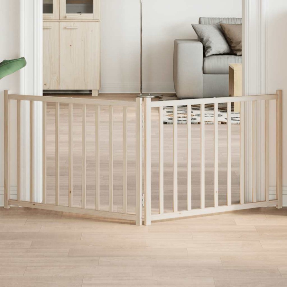vidaXL Πύλη σκύλου πτυσσόμενη 2 πάνελ 160 cm από μασίφ ξύλο ελάτης