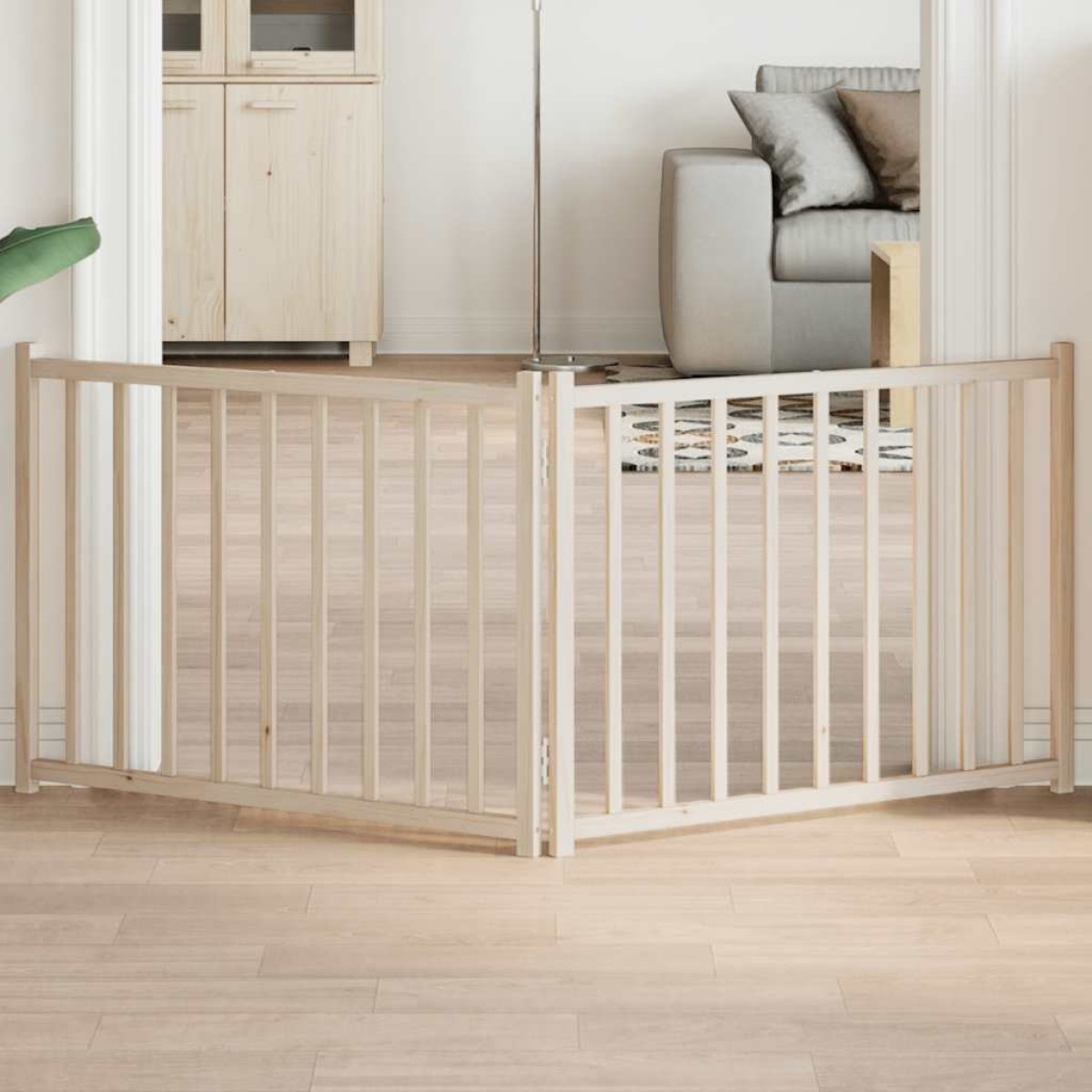vidaXL Πύλη σκύλου πτυσσόμενη 2 πάνελ 160 cm από μασίφ ξύλο ελάτης