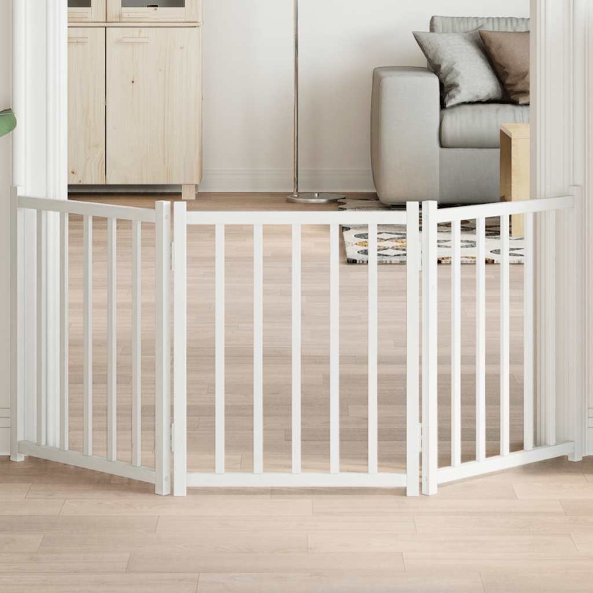 vidaXL Διαχωριστικό Σκύλων Πτυσσόμενο 3 Πάνελ Λευκό 150 εκ Μασίφ Ελάτη