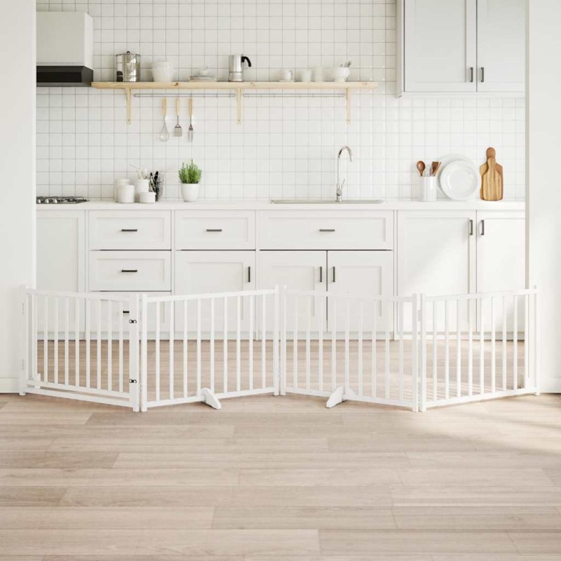 vidaXL Διαχωριστικό Σκύλων/Πόρτα Πτυσσόμενο 4 Πάνελ 320εκ. Μασίφ Ελάτη