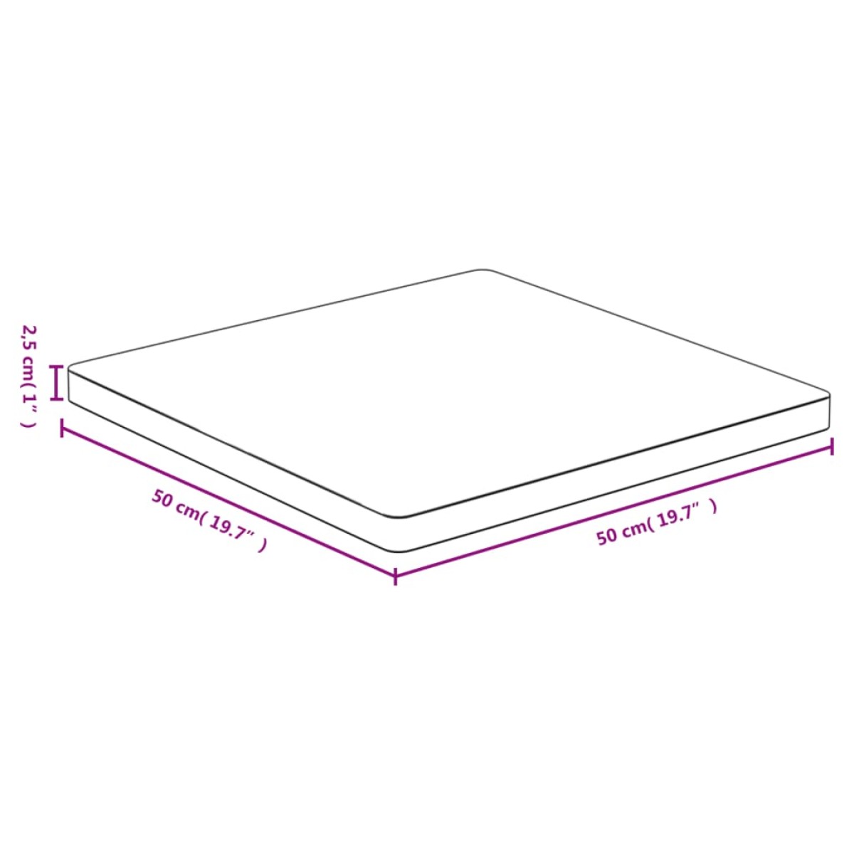 vidaXL Επιφάνεια Τραπεζιού 50x50x2,5 εκ. από Μπαμπού