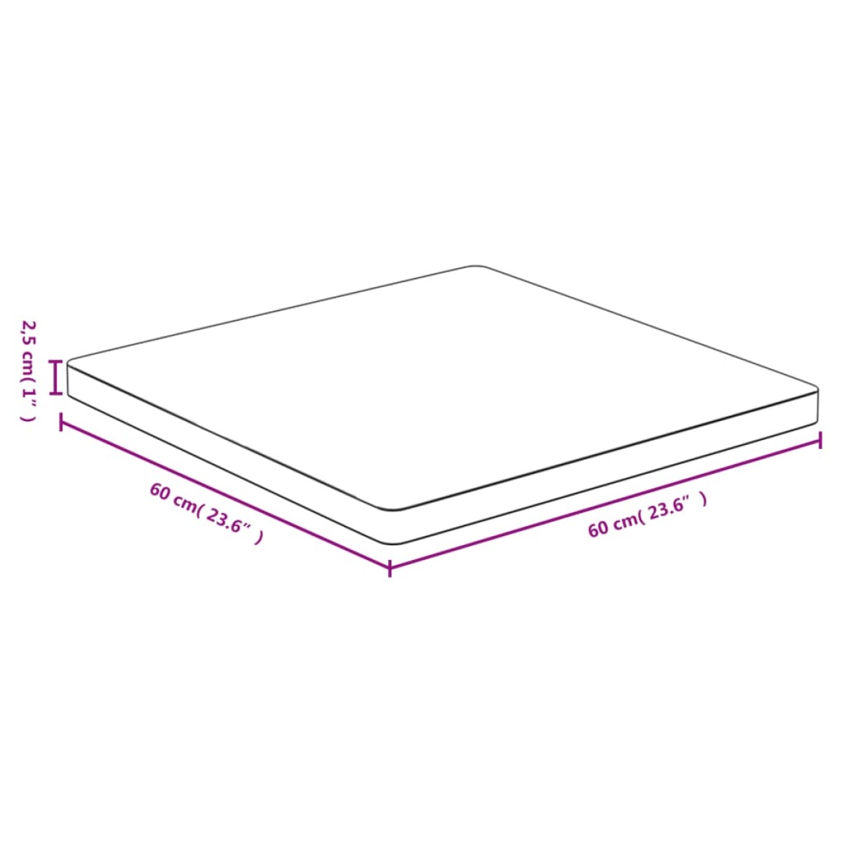 vidaXL Επιφάνεια Τραπεζιού 60x60x2,5 από Μπαμπού