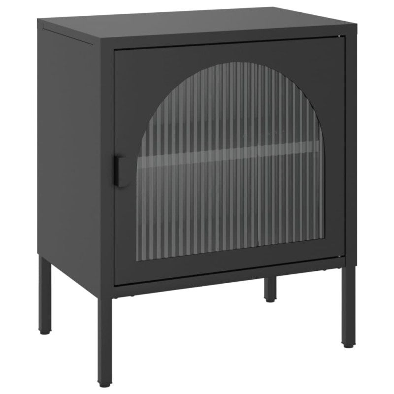 vidaXL Κομοδίνο Μαύρο 50 x 35 x 60 εκ. από Ατσάλι και Γυαλί