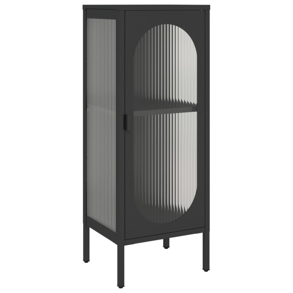 vidaXL Μπουφές Μαύρος 40 x 35 x 105 εκ. από Γυαλί και Ατσάλι