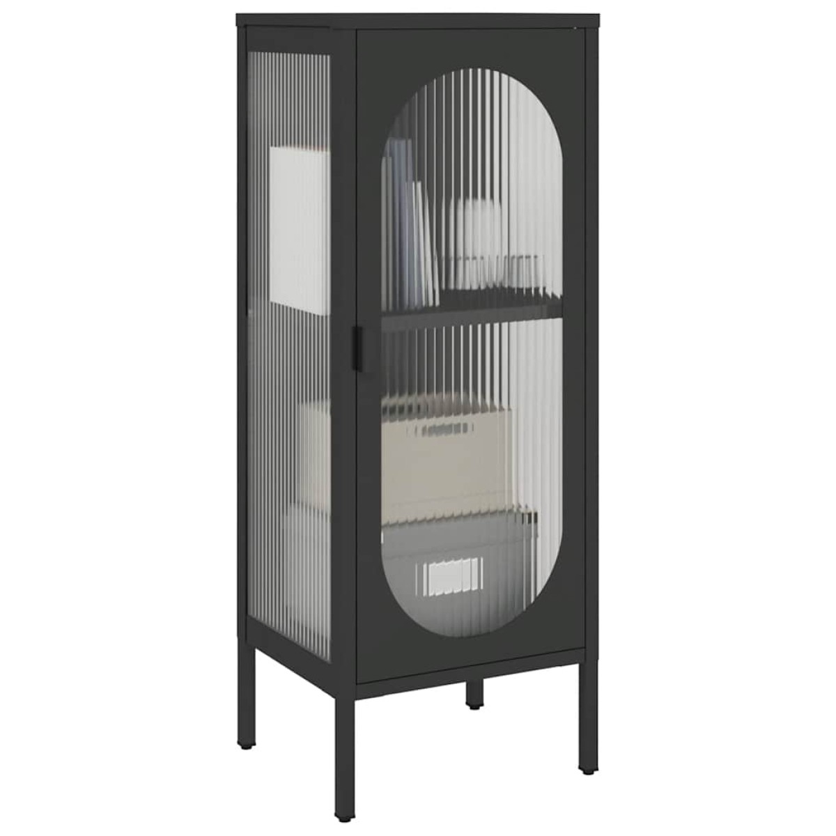 vidaXL Μπουφές Μαύρος 40 x 35 x 105 εκ. από Γυαλί και Ατσάλι