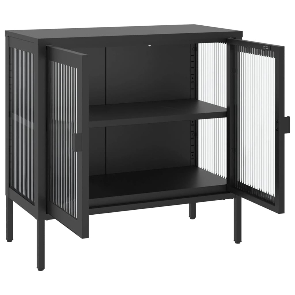 vidaXL Ντουλάπι Μαύρο 70 x 35 x 70 εκ. από Γυαλί και Ατσάλι