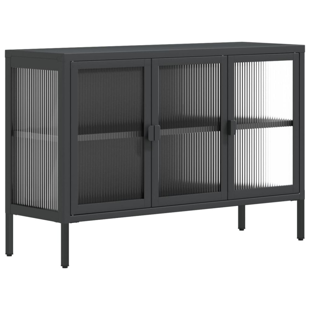 vidaXL Ντουλάπι Μαύρο 105 x 35 x 70 εκ. από Γυαλί και Ατσάλι