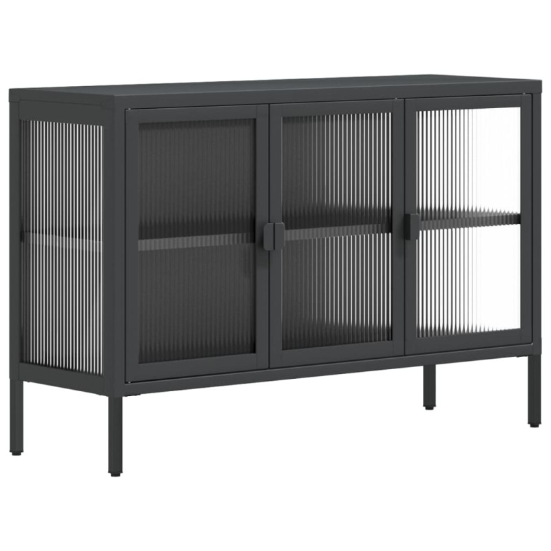 vidaXL Ντουλάπι Μαύρο 105 x 35 x 70 εκ. από Γυαλί και Ατσάλι