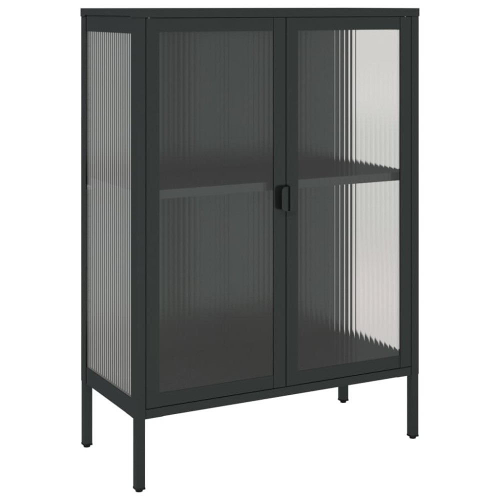 vidaXL Ντουλάπι Μαύρο 75 x 35 x 105 εκ. από Γυαλί και Ατσάλι