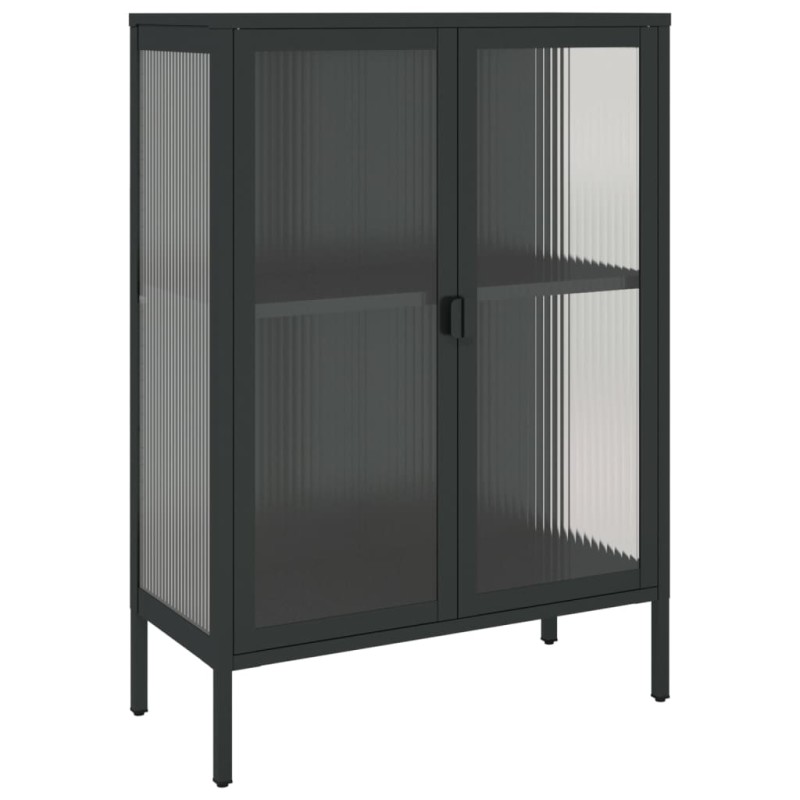 vidaXL Ντουλάπι Μαύρο 75 x 35 x 105 εκ. από Γυαλί και Ατσάλι