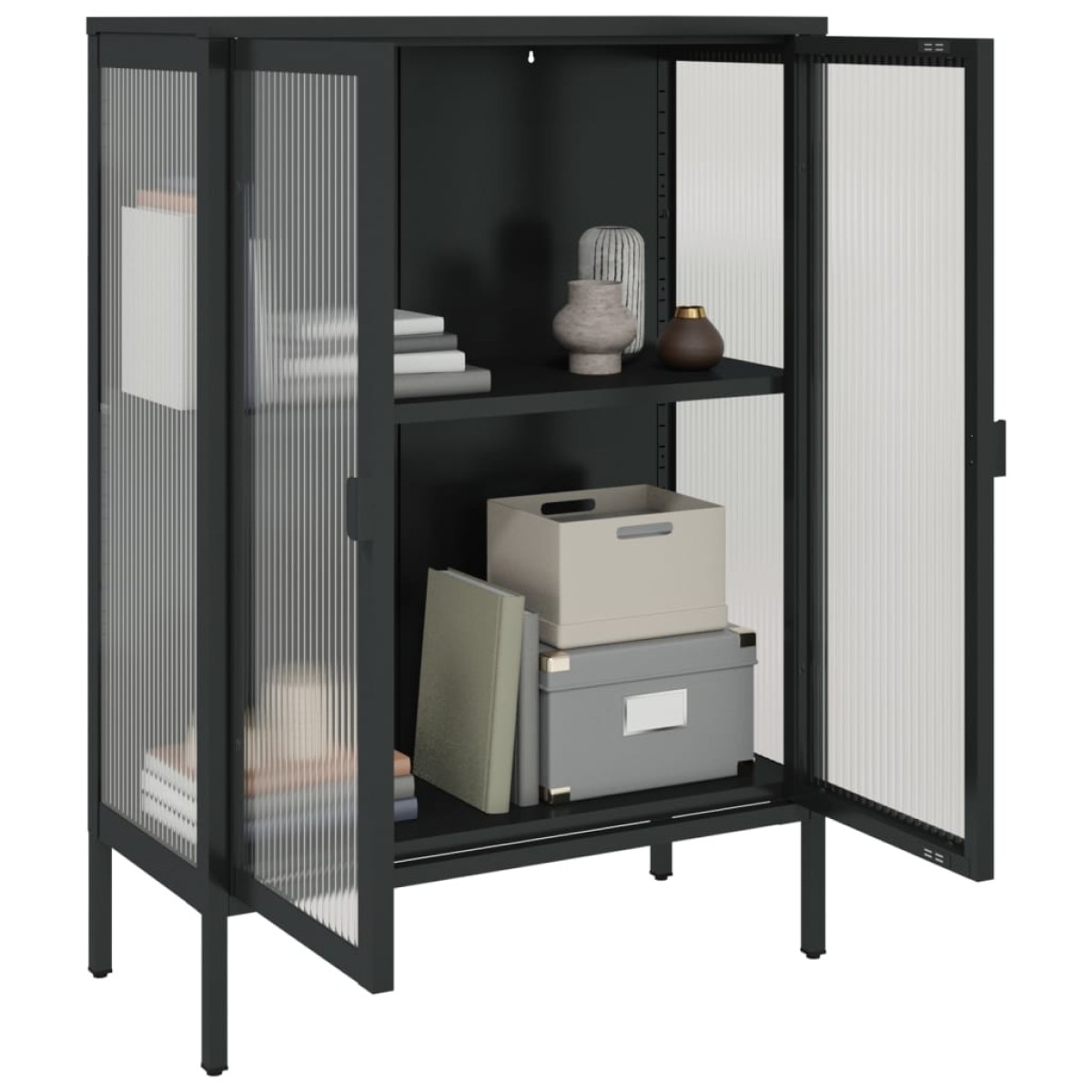 vidaXL Ντουλάπι Μαύρο 75 x 35 x 105 εκ. από Γυαλί και Ατσάλι