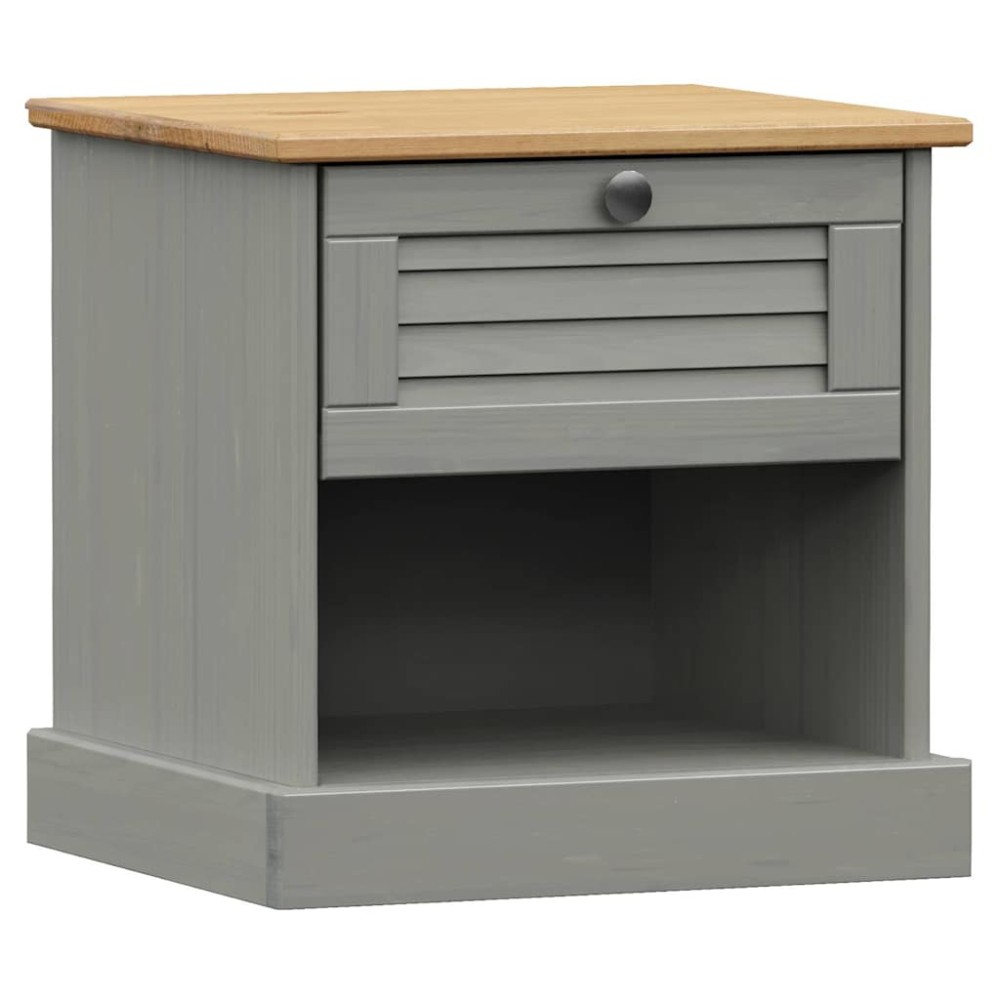 vidaXL Κομοδίνο VIGO Γκρι 42 x 35 x 42 εκ. από Μασίφ Ξύλο Πεύκου