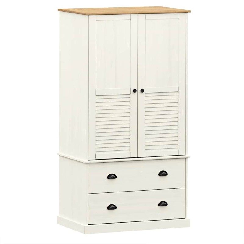 vidaXL Ντουλάπα VIGO Λευκή 90 x 55 x 170 εκ. από Μασίφ Ξύλο Πεύκου