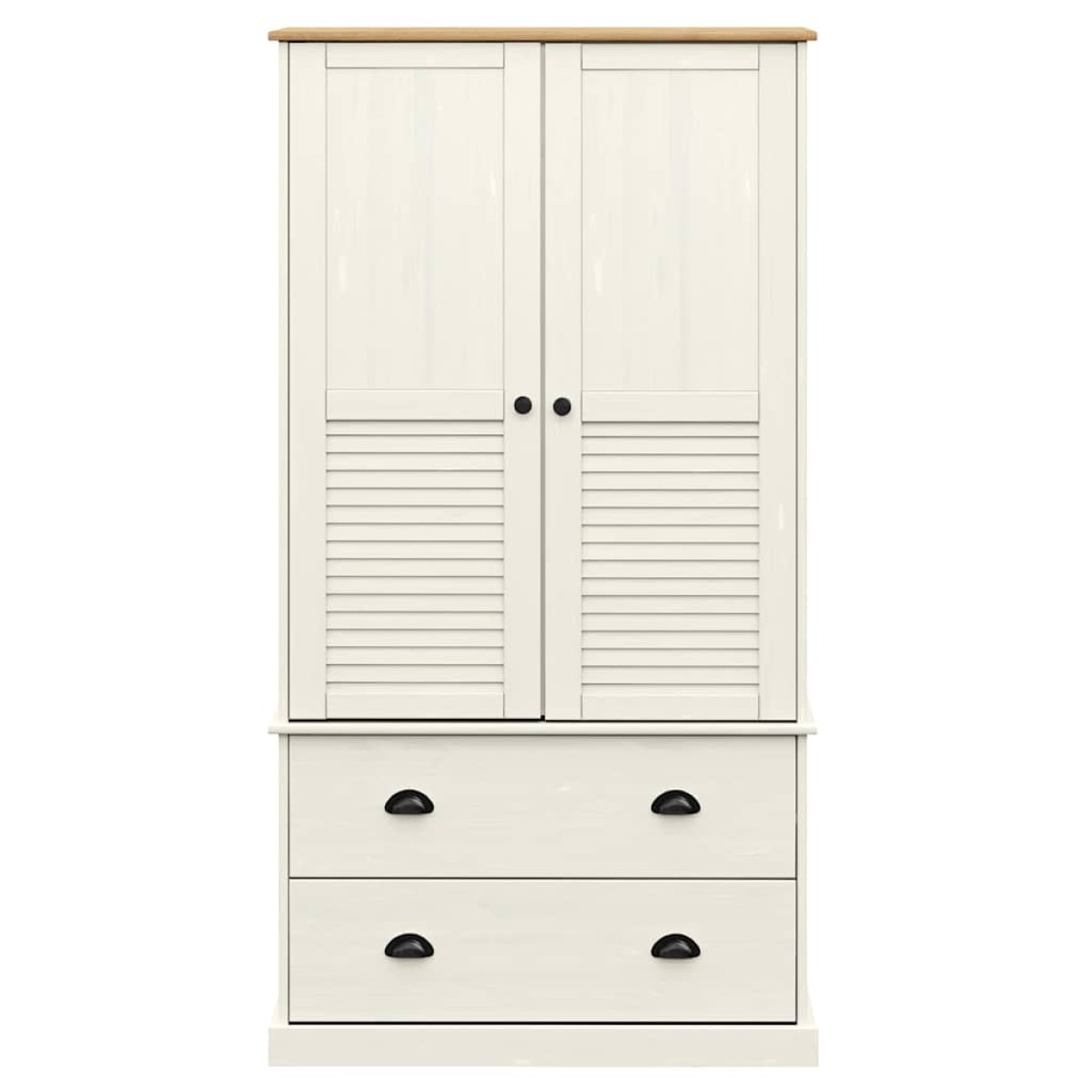 vidaXL Ντουλάπα VIGO Λευκή 90 x 55 x 176 εκ. από Μασίφ Ξύλο Πεύκου