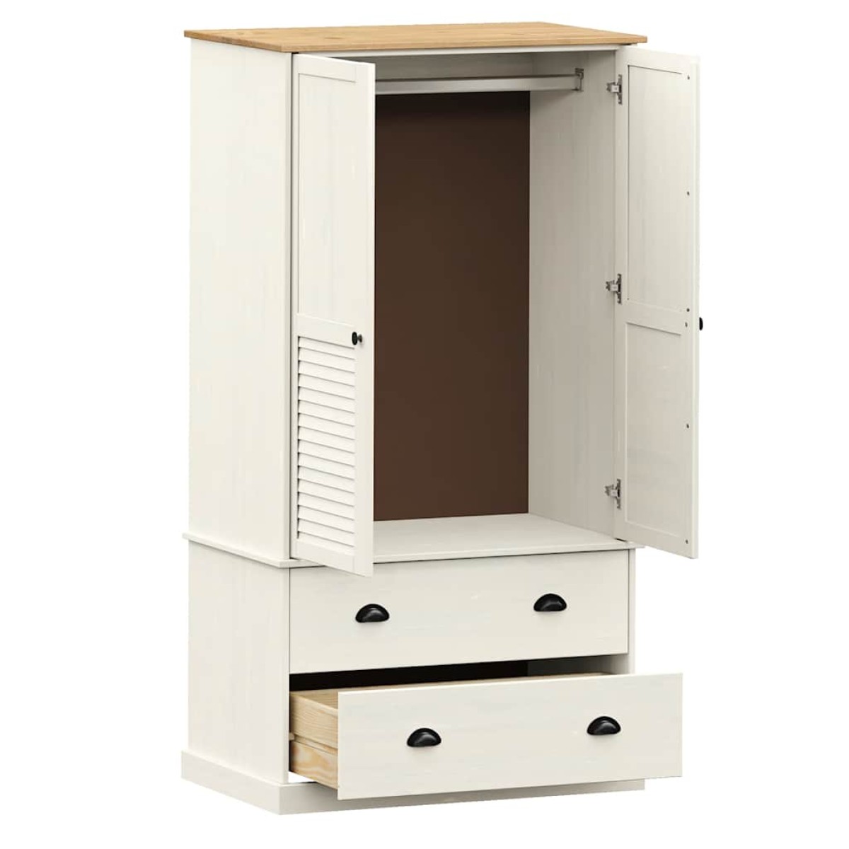 vidaXL Ντουλάπα VIGO Λευκή 90 x 55 x 176 εκ. από Μασίφ Ξύλο Πεύκου
