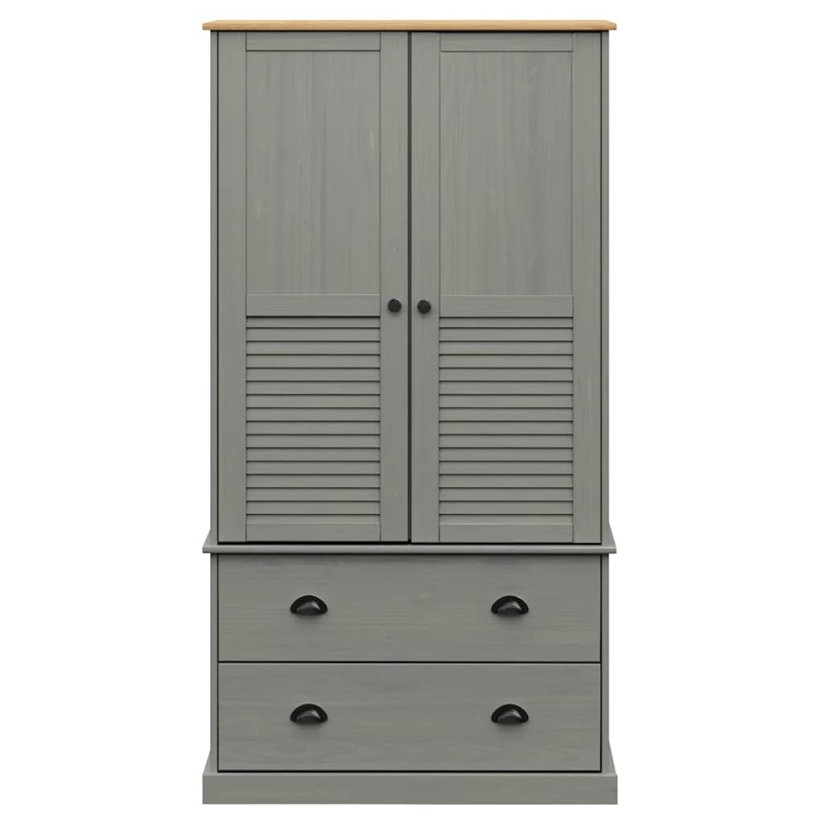 vidaXL Ντουλάπα VIGO Γκρι 90 x 55 x 176 εκ. από Μασίφ Ξύλο Πεύκου