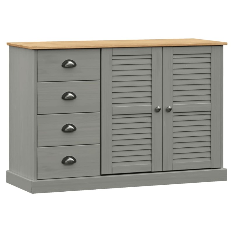 vidaXL Μπουφές με Συρτάρια VIGO Γκρι 113x40x75 εκ. Μασίφ Ξύλο Πεύκο
