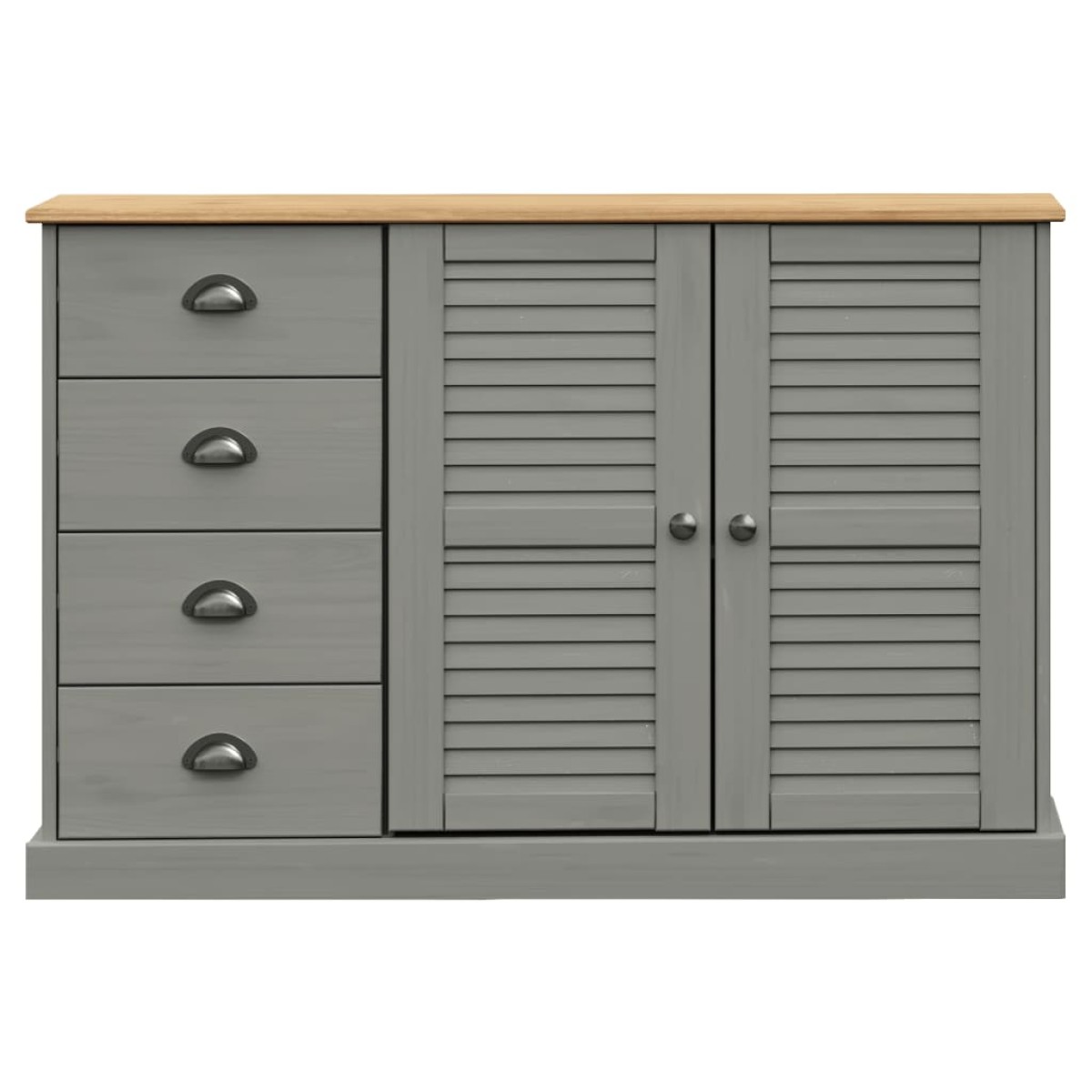 vidaXL Μπουφές με Συρτάρια VIGO Γκρι 113x40x75 εκ. Μασίφ Ξύλο Πεύκο