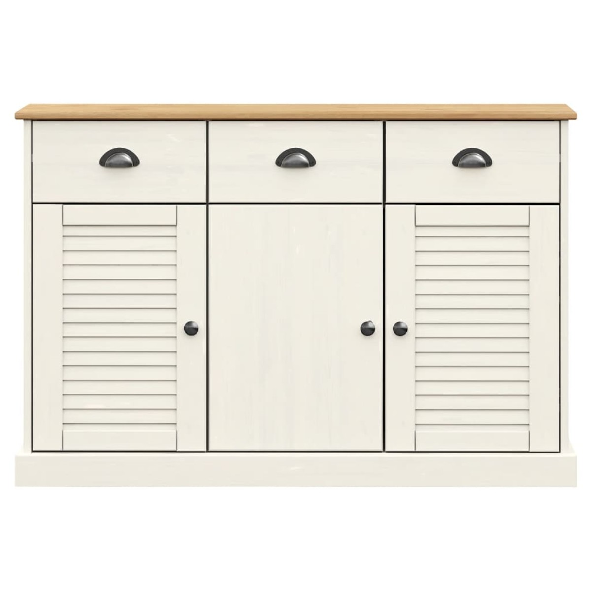 vidaXL Μπουφές με Συρτάρια VIGO Λευκό 113x40x75 εκ. Μασίφ Ξύλο Πεύκου