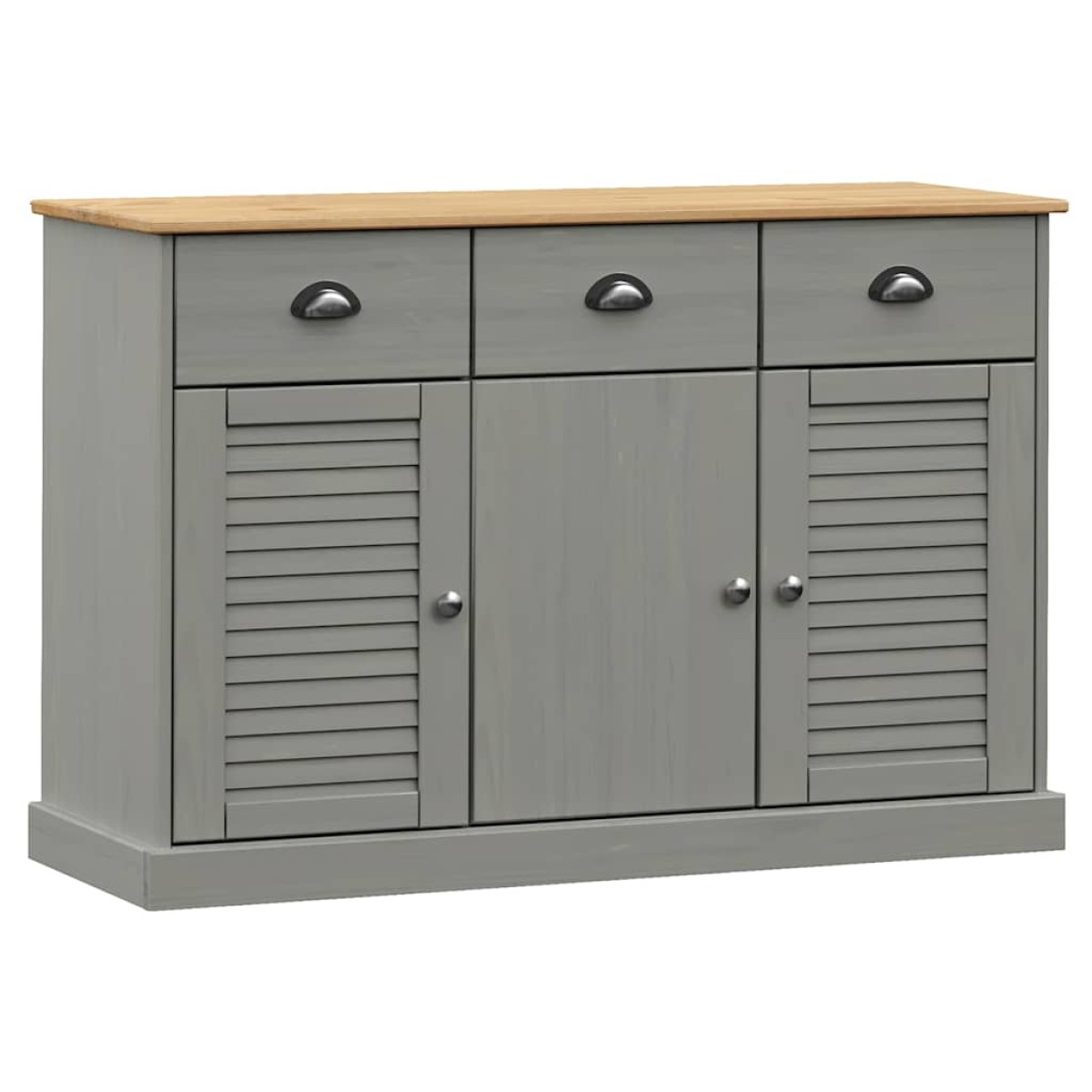 vidaXL Μπουφές με Συρτάρια VIGO Γκρι 113x40x75 εκ. Μασίφ Ξύλο Πεύκο