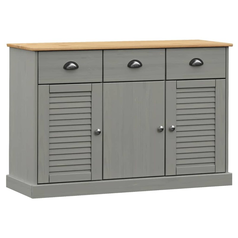 vidaXL Μπουφές με Συρτάρια VIGO Γκρι 113x40x75 εκ. Μασίφ Ξύλο Πεύκο