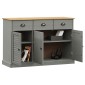 vidaXL Μπουφές με Συρτάρια VIGO Γκρι 113x40x75 εκ. Μασίφ Ξύλο Πεύκο