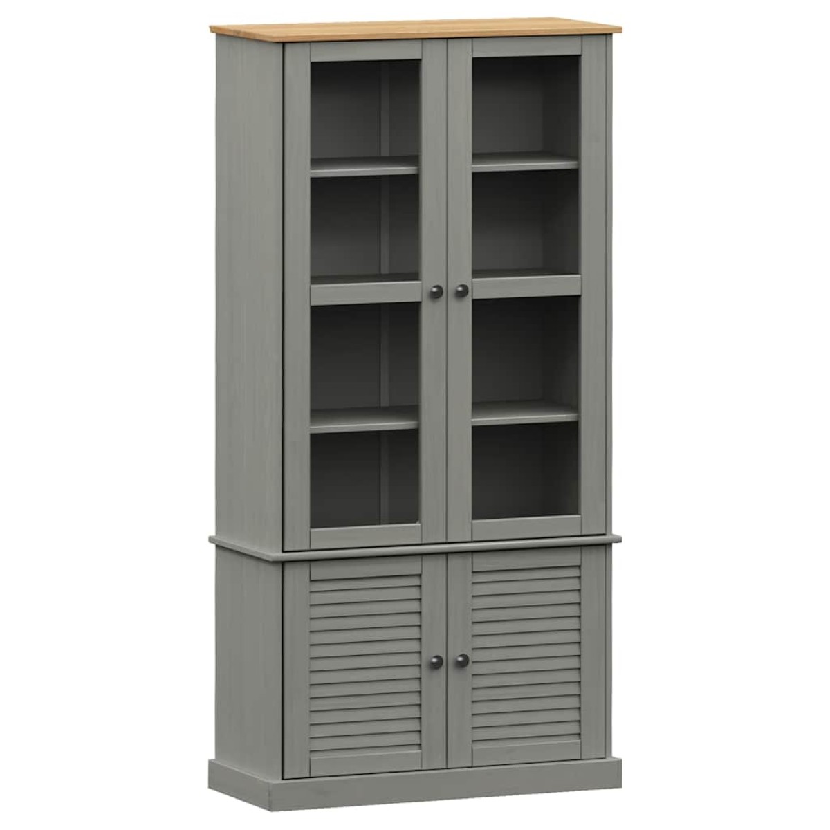 vidaXL Βιτρίνα VIGO Γκρι 85 x 35 x 170 εκ. από Μασίφ Ξύλο Πεύκου