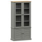 vidaXL Βιτρίνα VIGO Γκρι 85 x 35 x 170 εκ. από Μασίφ Ξύλο Πεύκου