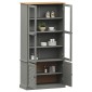 vidaXL Βιτρίνα VIGO Γκρι 85 x 35 x 170 εκ. από Μασίφ Ξύλο Πεύκου