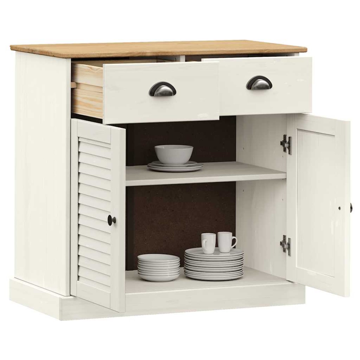 vidaXL Ντουλάπι με Συρτάρια VIGO Λευκό 78x40x75 εκ. Μασίφ Ξύλο Πεύκου