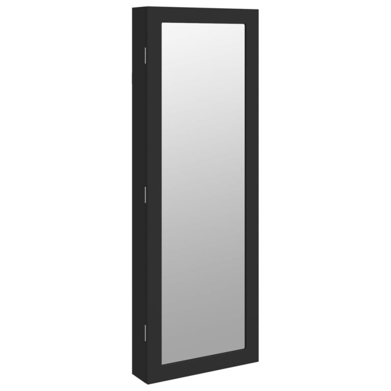 vidaXL Έπιπλο Κοσμημάτων με Καθρέφτη/LED Φώτα Επιτοίχιο Μαύρο