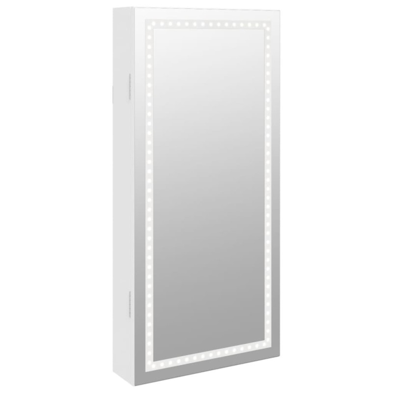 vidaXL Έπιπλο Κοσμημάτων με Καθρέφτη/LED Φώτα Επιτοίχιο Λευκό