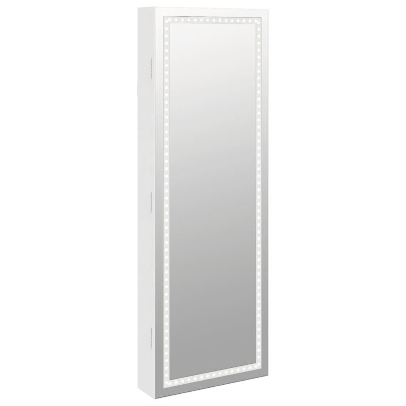 vidaXL Έπιπλο Κοσμημάτων με Καθρέφτη/LED Φώτα Επιτοίχιο Λευκό