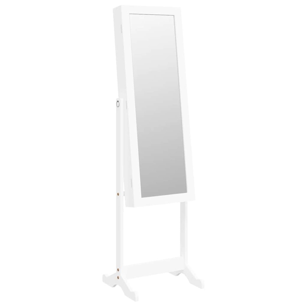 vidaXL Έπιπλο Κοσμημάτων με Καθρέφτη & LED Φώτα Επιδαπέδιο Λευκό