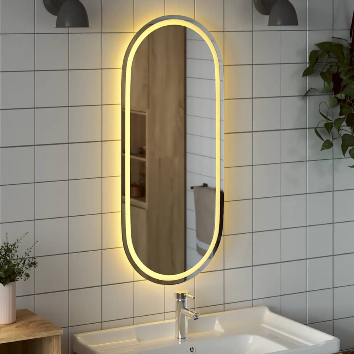 vidaXL Καθρέφτης Μπάνιου με LED Οβάλ 100 x 45 εκ.
