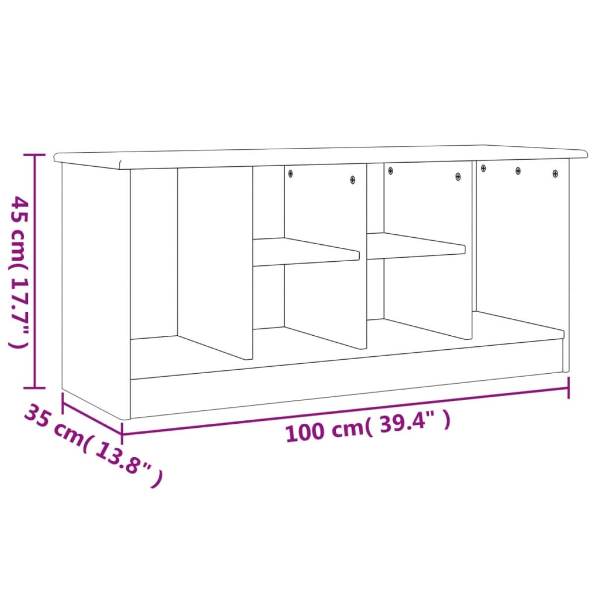 vidaXL Παπουτσοθήκη ALTA Λευκή 100 x 35 x 45 εκ. από Μασίφ Ξύλο Πεύκου