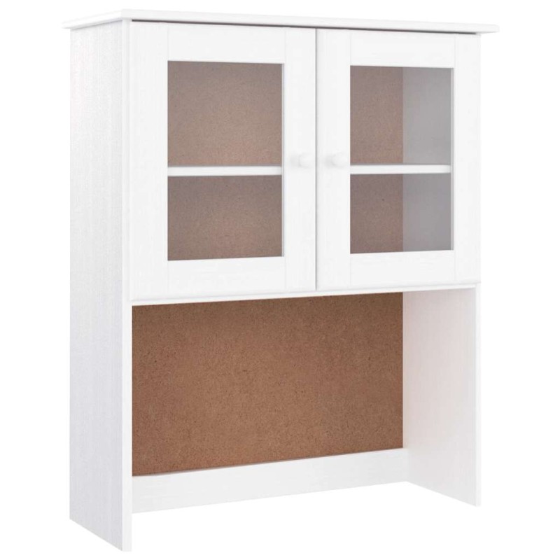 vidaXL Πάνω Ντουλάπι-Βιτρίνα ALTA Λευκό 77x30x92 εκ. Μασίφ Ξύλο Πεύκου