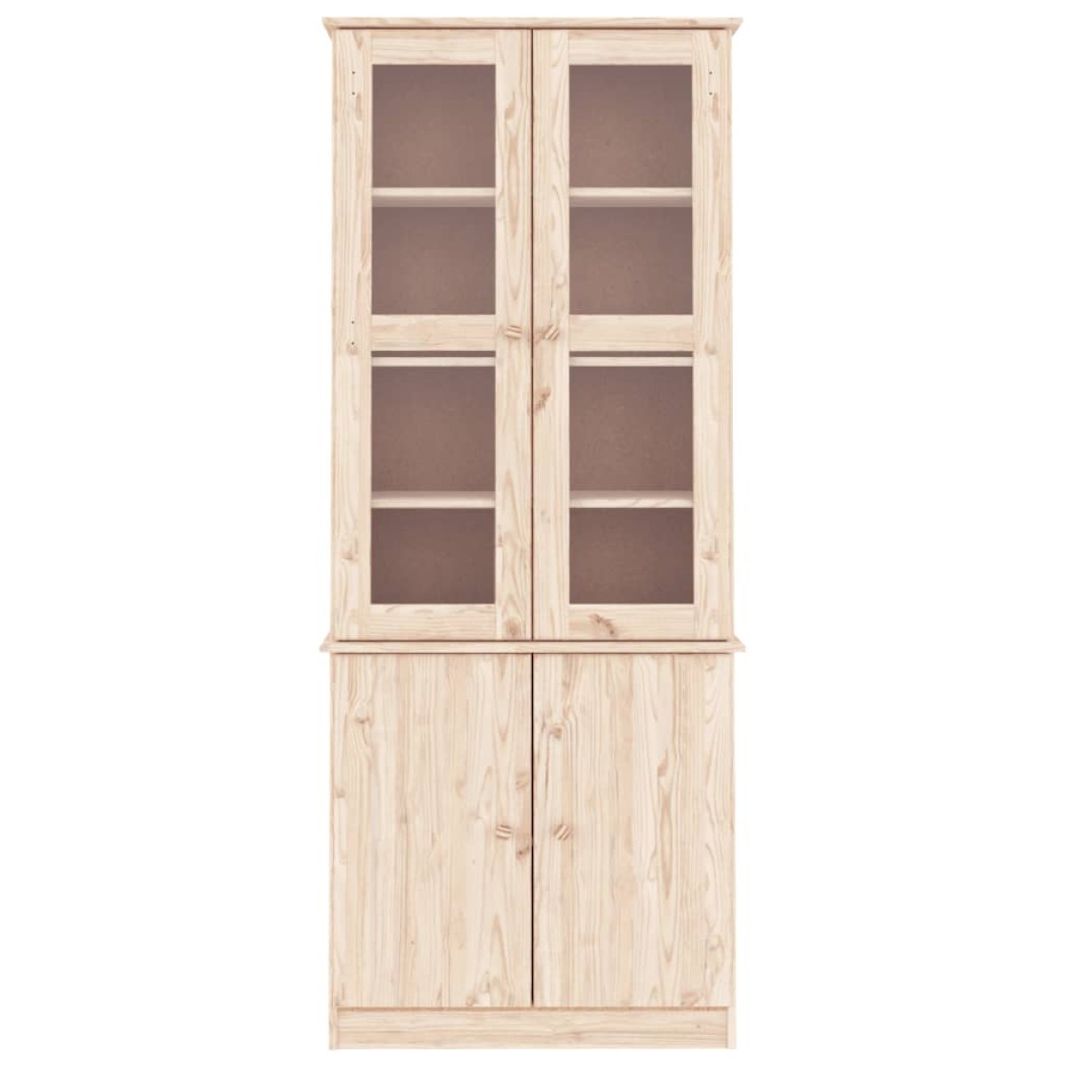 vidaXL Βιτρίνα Γυάλινη ALTA 77 x 35 x 186,5 εκ. από Μασίφ Ξύλο Πεύκου