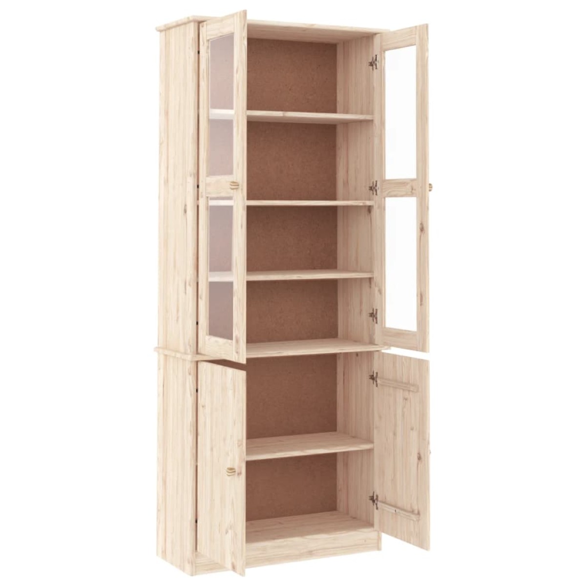 vidaXL Βιτρίνα Γυάλινη ALTA 77 x 35 x 186,5 εκ. από Μασίφ Ξύλο Πεύκου