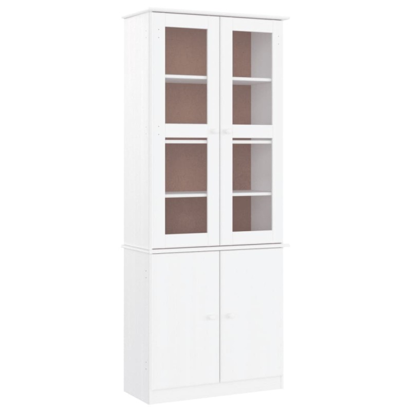vidaXL Βιτρίνα Γυάλινη ALTA Λευκό 77x35x186,5εκ. από Μασίφ Ξύλο Πεύκου