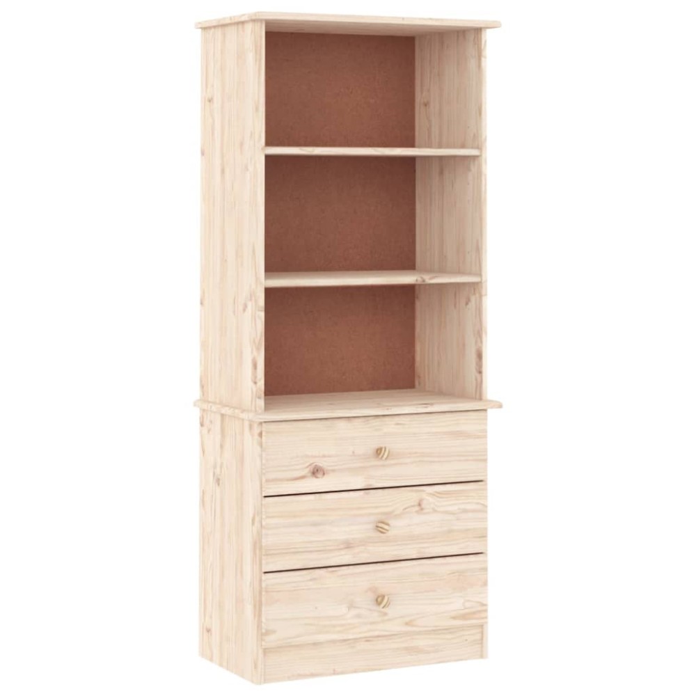 vidaXL Βιβλιοθήκη με Συρτάρια ALTA 60x35x142 εκ. Μασίφ Ξύλο Πεύκου