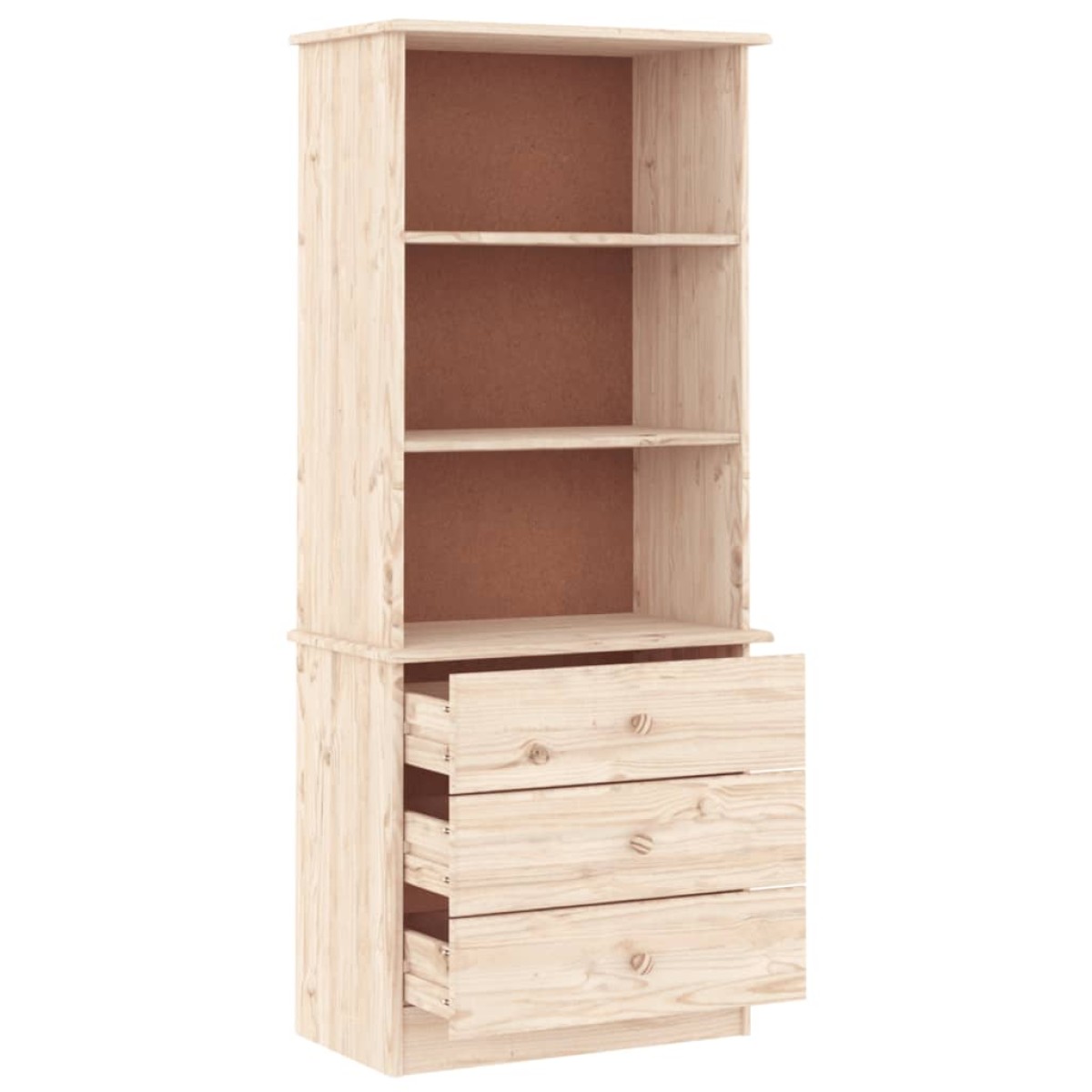 vidaXL Βιβλιοθήκη με Συρτάρια ALTA 60x35x142 εκ. Μασίφ Ξύλο Πεύκου